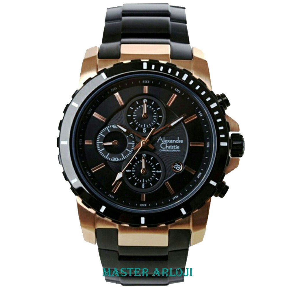 Alexandre Christie AC6141 Jam Tangan Pria Stainless Steel hitam rose gold