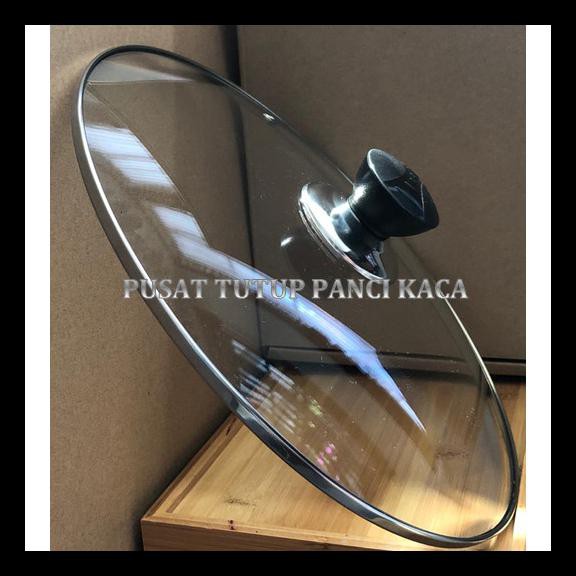 Tutup Panci Kaca Tanpa Kaki, Dia Tutup +/- 13.2 Cm (14Cm) + Knop Garis