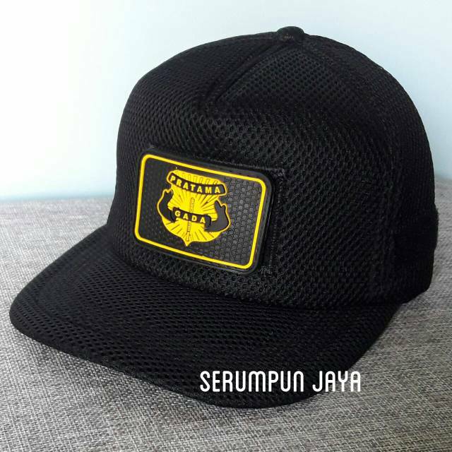 TOPI GADA PRATAMA - TOPI GADA PRATAMA LIST HITAM KUNING JARING VELCRO + PATCH