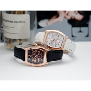 PA Jam Tangan Quartz Strap Rubber PU Analog Casual Gaya Retro Wanita Segi Angka Watch Korean Fashion Balok RM058