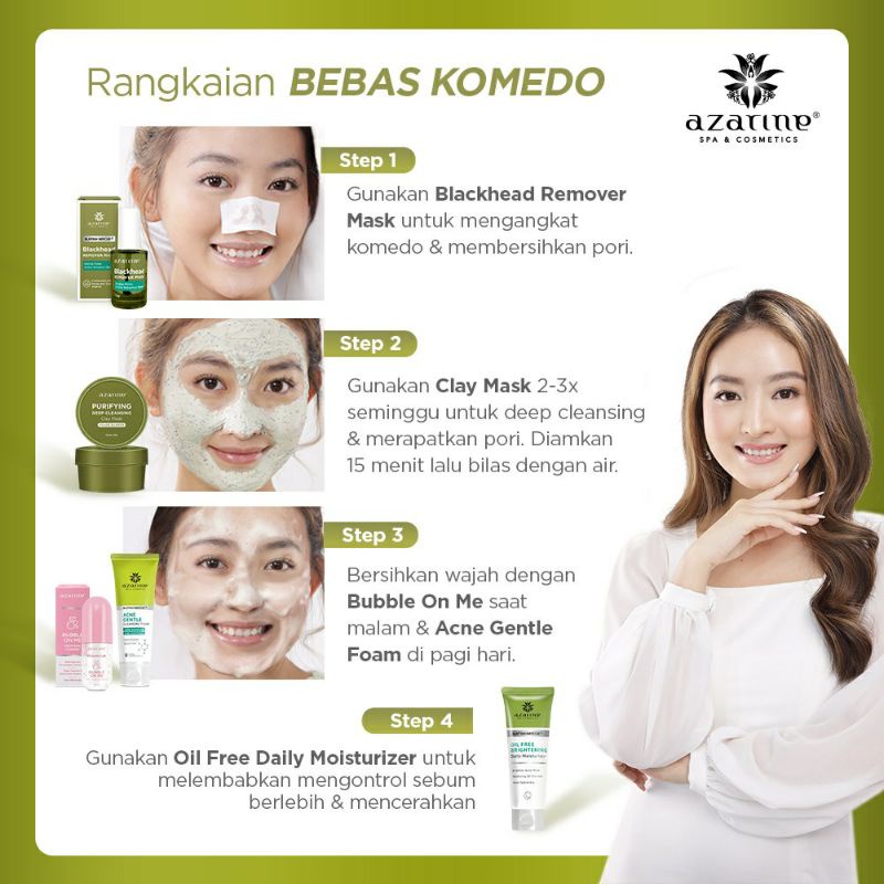 Azarine Deep Cleansing Clay Mask l Blackhead Remover Mask 7mL l Masker Komedo Pore Pack