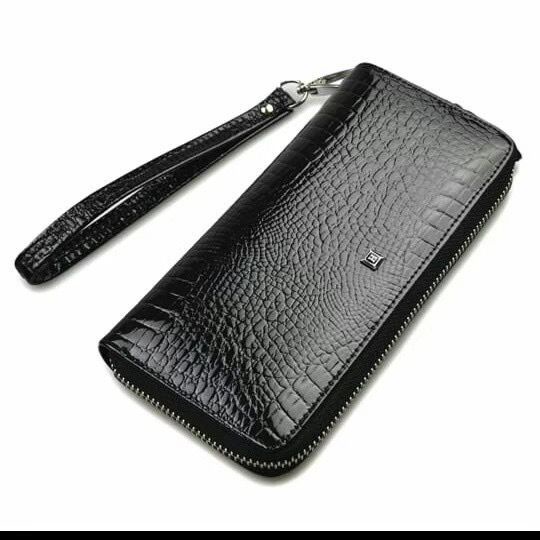 New Dompet Wanita Lipat Panjang Motif Croco Kilau Warna Muat Banyak Ringan Besar