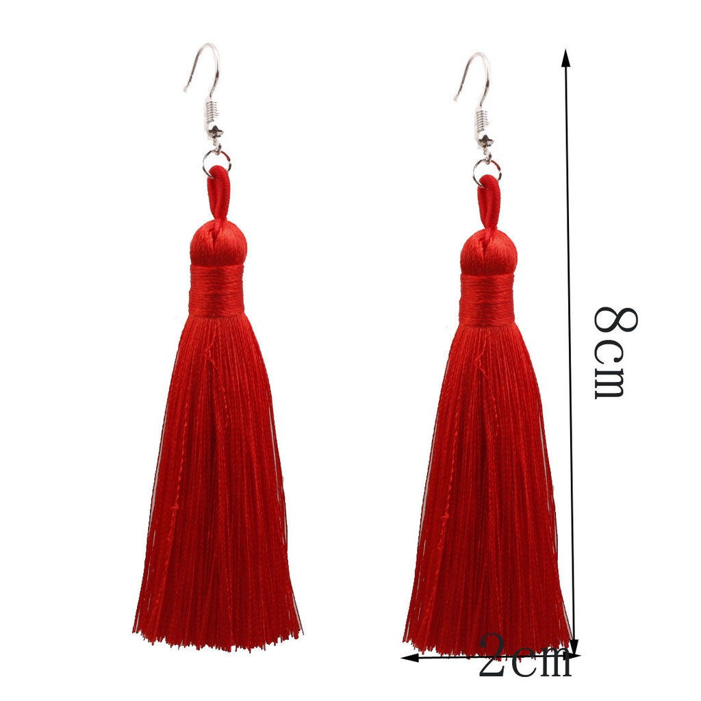 Panjang fringe anting bohemian warna-warni rumbai anting-anting Eropa dan Amerika berlebihan merek t