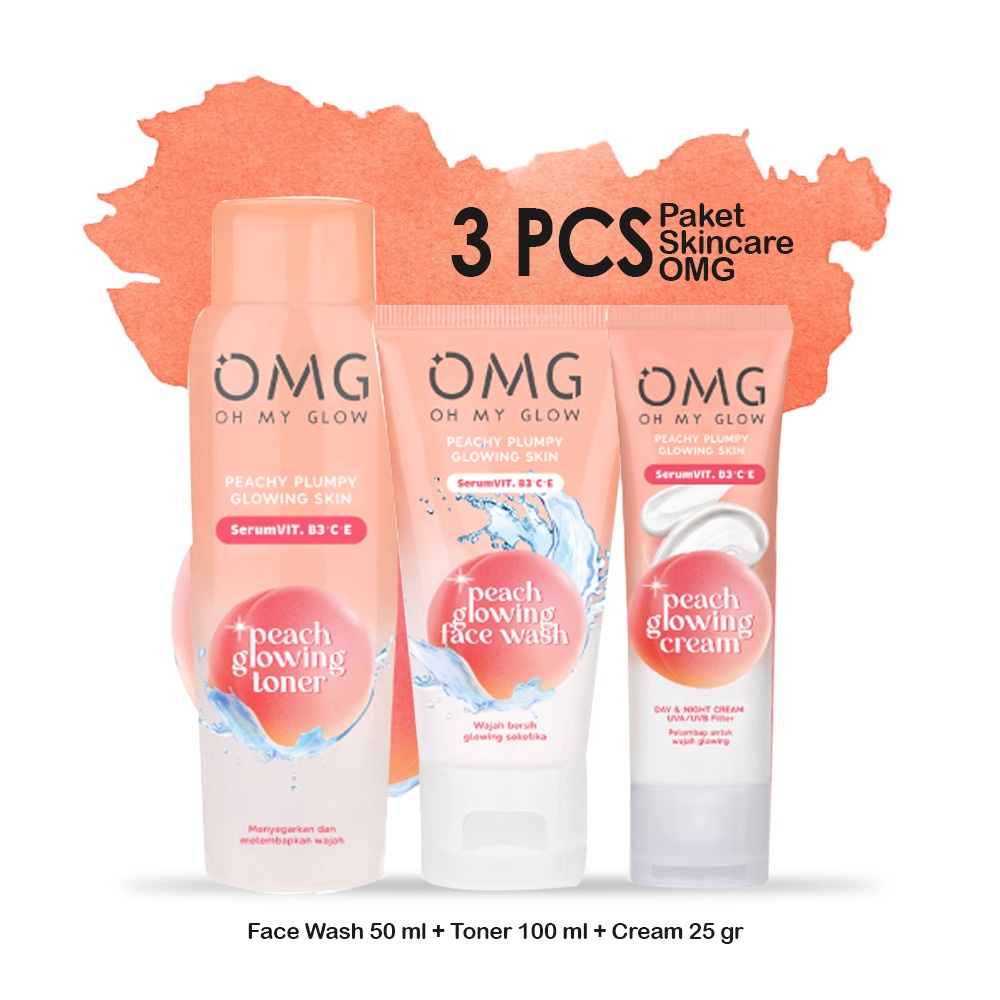 OMG Oh My Glow Peach Glowing Cream Toner Face Wash - Untuk Kulit Glowing &amp; Cerah Merona