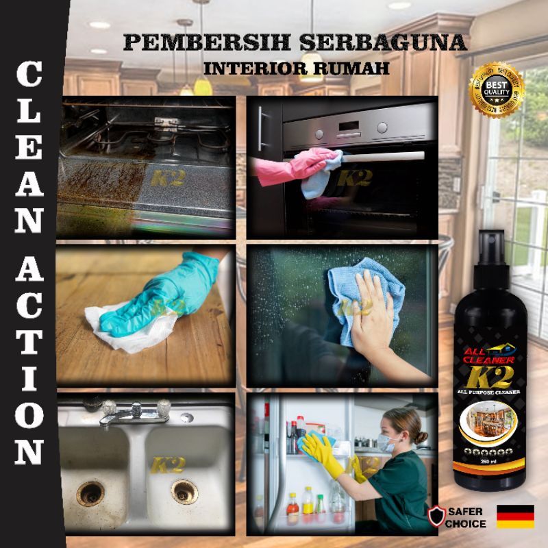 PEMBERSIH INTERIOR RUMAH DAN PERABOTAN/MOBIL - SERBAGUNA  250ml ORIGINAL K2