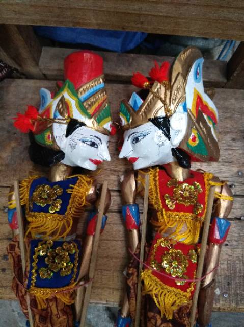 TERMURAH! SEPASANG WAYANG GOLEK RAMA SHINTA BATIK 3D COUPLE 30x8 cm PAJANGAN HIASAN DEKORASI DINDING