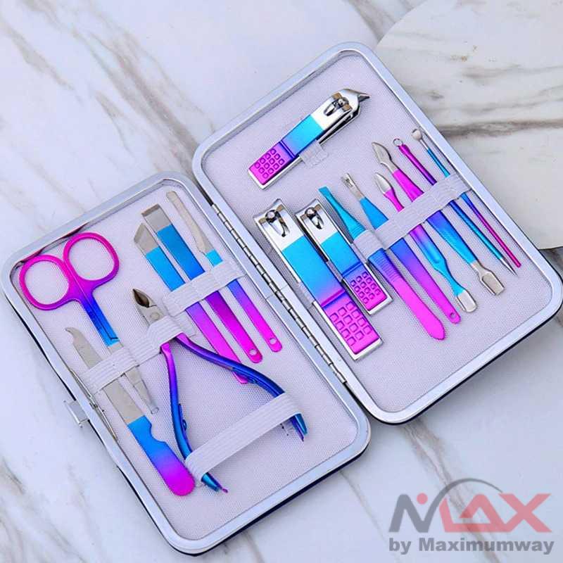 NelBeauty Gunting Kuku set PROFESIONAL SALON 15pcs  Nail Art Set presisi tinggi 555 777 Nail Clippers Sets High Precision Stainless Steel Nail Cutter Pedicure Kit Nail File Sharp Nail Scissors and Clipper hook Pliers Stainless Steel Manicure 15pcs Nail