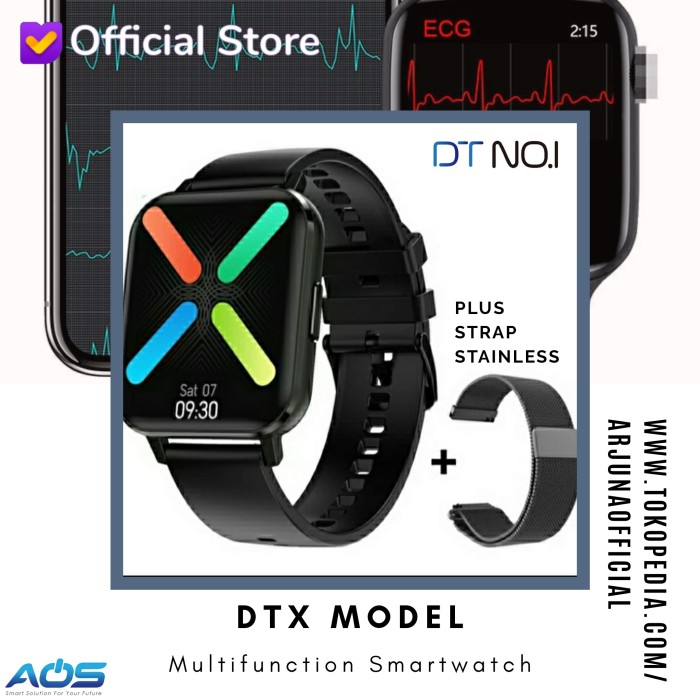 Smartwatch DT NO.1 DTX Heart Rate DT 99 Alt Microwear L5 L11 DT78 Neo - DTX BLACK