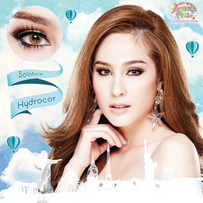 Softlens Sweety Solotica Hydrocor - Warna Gray Brown bisa Minus