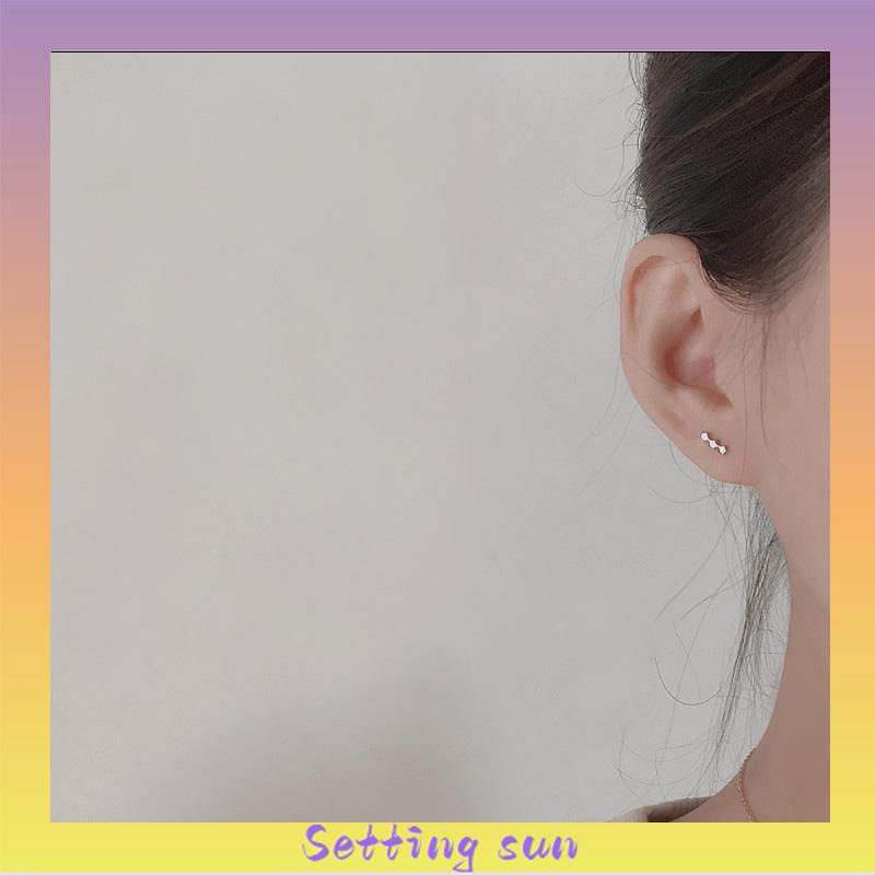 S925 Silver Stud Earrings untuk Siswa Perempuan Anting Desain Kecil Serbaguna Sederhana TN