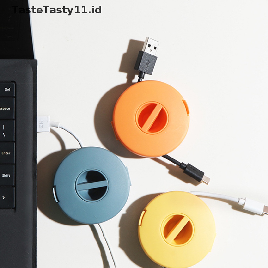 Tastetasty Kotak Penyimpanan Kabel Data / Charger USB Portable Bentuk Bulat