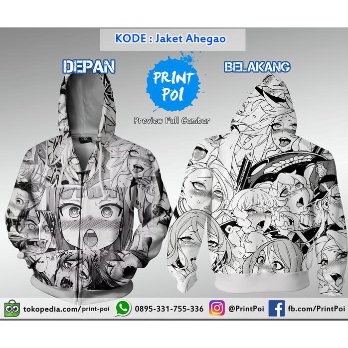 Jaket Ahegao Echii H++  Jaket Full Print Anime Best Quality