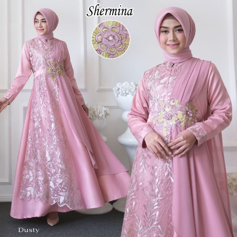 Gamis Pesta Mewah Busui Ld 106 SHERMINA Dress Pesta Muslim Bresmaid Kebaya Wisuda Terlaris Terbaru