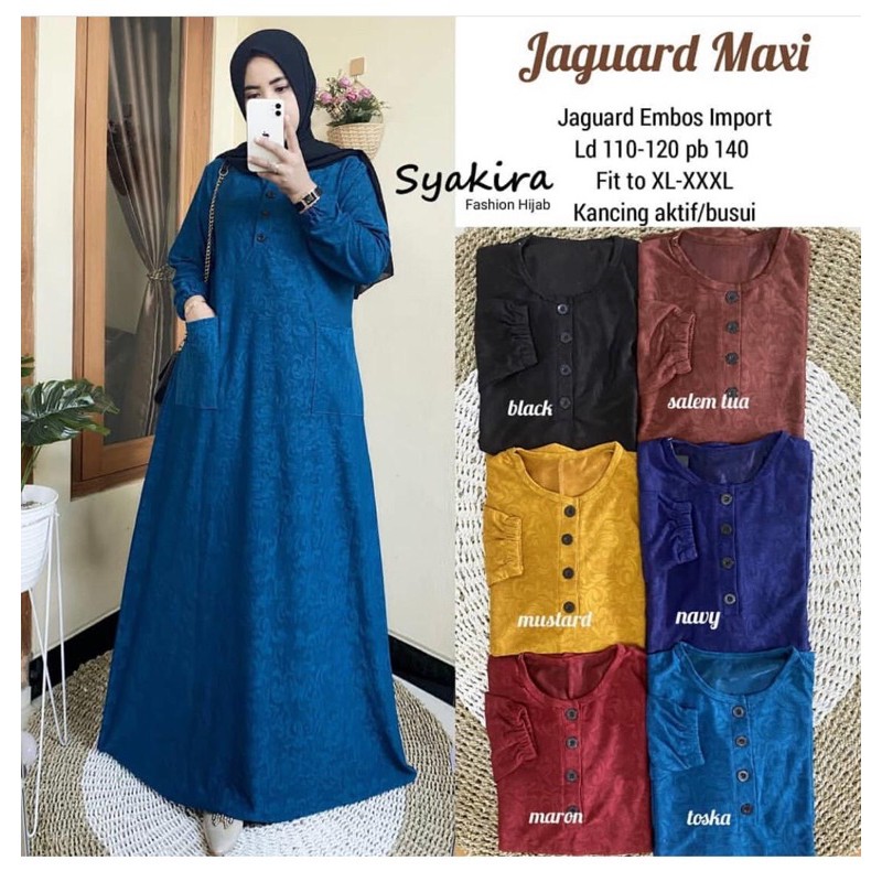 Jaguard Maxi Ld115 XXXL - Gamis Kaos Brukat Jumbo Busui Bigsize Oversize Bumil Arabian brukat  / R.12 - 023-5042