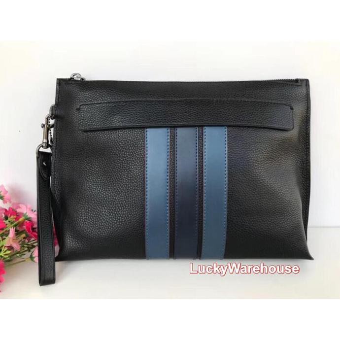 -SIAP KIRIM- COACH MEN'S STRIPED SPELL BIG CLUTCH - ORIGINAL 100%