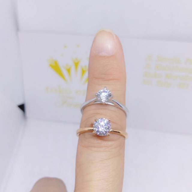 Cincin Emas Putih Solitaire Kode 750 Berat 2 3 Gram Indonesia