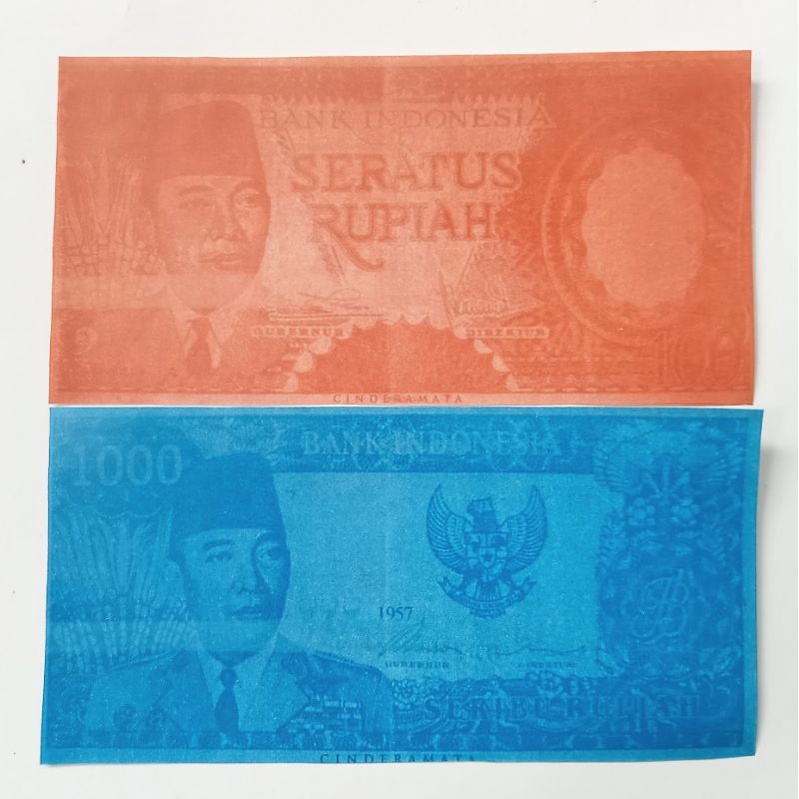 UANG SOUVENIR TERMURAH SERIBU 1000 & SERATUS 100 RUPIAH SOEKARNO MELENGKUNG TAHUN  1964 & 1957