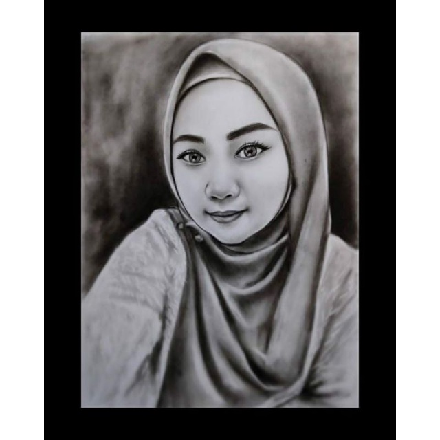 lukis wajah realis b/w