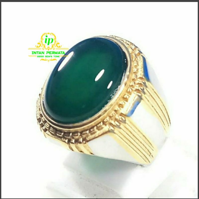 cincin batu ijo garut CHALSADONI top luster istimewa