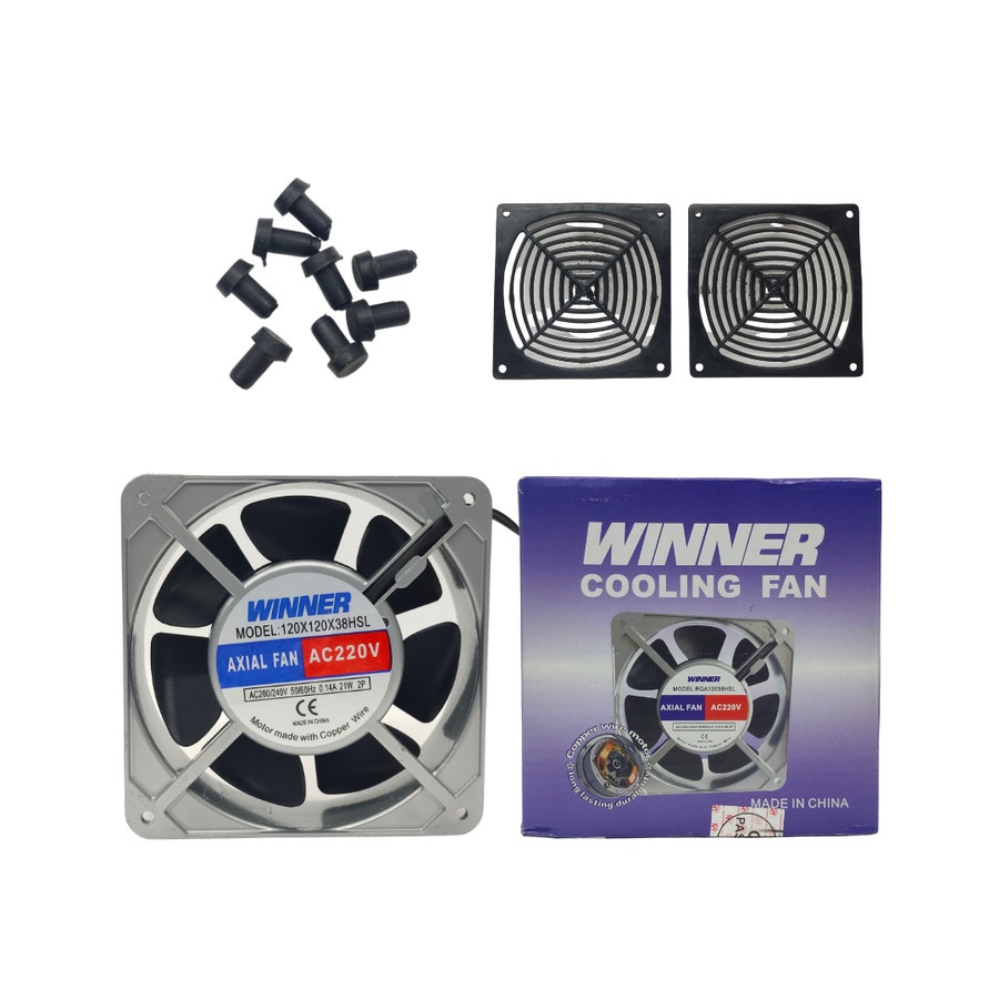 Kipas Pendingin Winner 12cm Cooling Fan AC 220v 12 x 12 x 3 cm Sleeve Bearing Kawat Tembaga