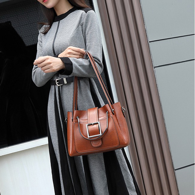 ASTA 8727 Jenhie Tas Slingbag Shoulder Hand Bag Wanita Import Premium Kulit Asli Kulas 3 Tali 2 Ruang Anti Air Motif Polos