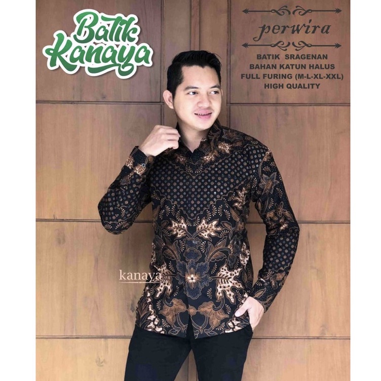 ATASAN KEMEJA BATIK PRIA PREMIUM LENGAN PANJANG MOTIF PERWIRA KATUN HALUS FULL FURING BATIK SOLO POD