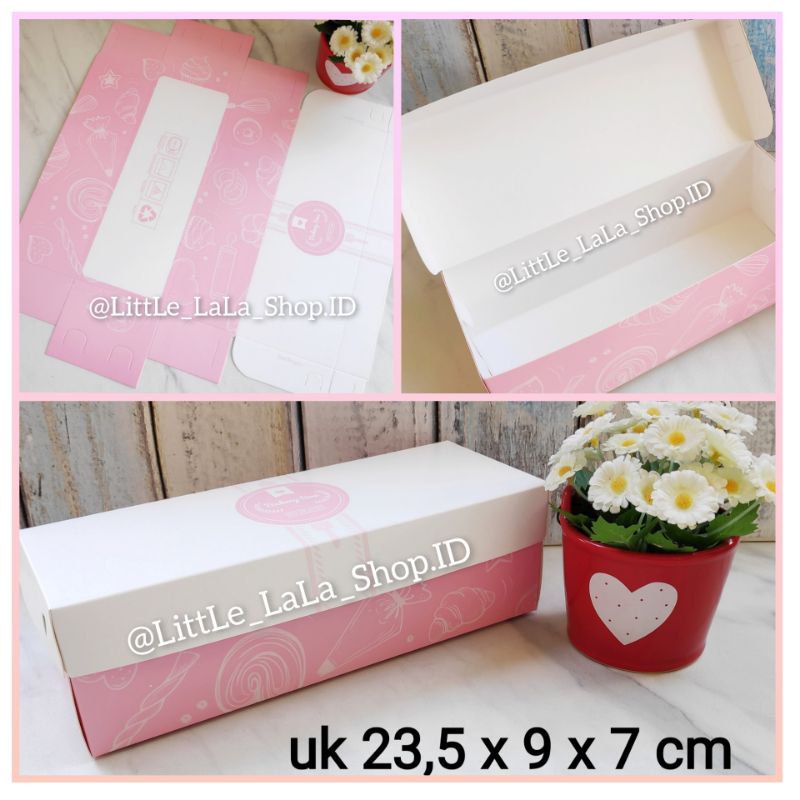 kotak kue pink swiss roll cake/bolu gulung/tart/spiku/snack/brownies