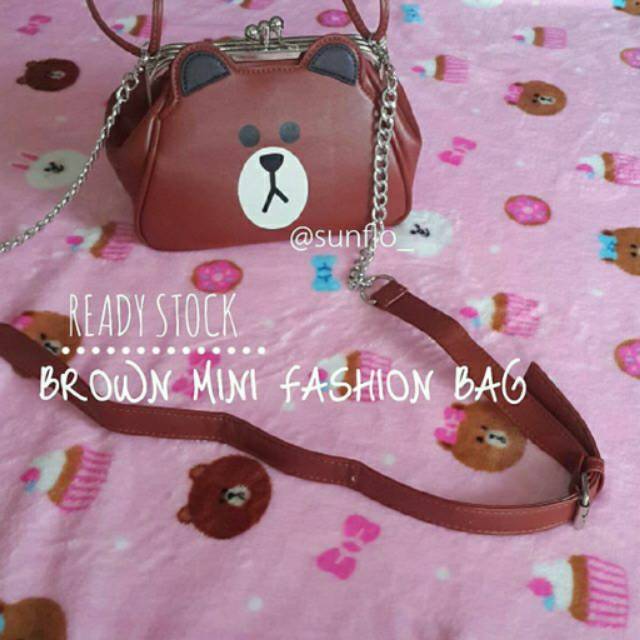 LINE FRIENDS BROWN MINI BAG / TAS BONEKA BROWN LINE FRIENDS MINI