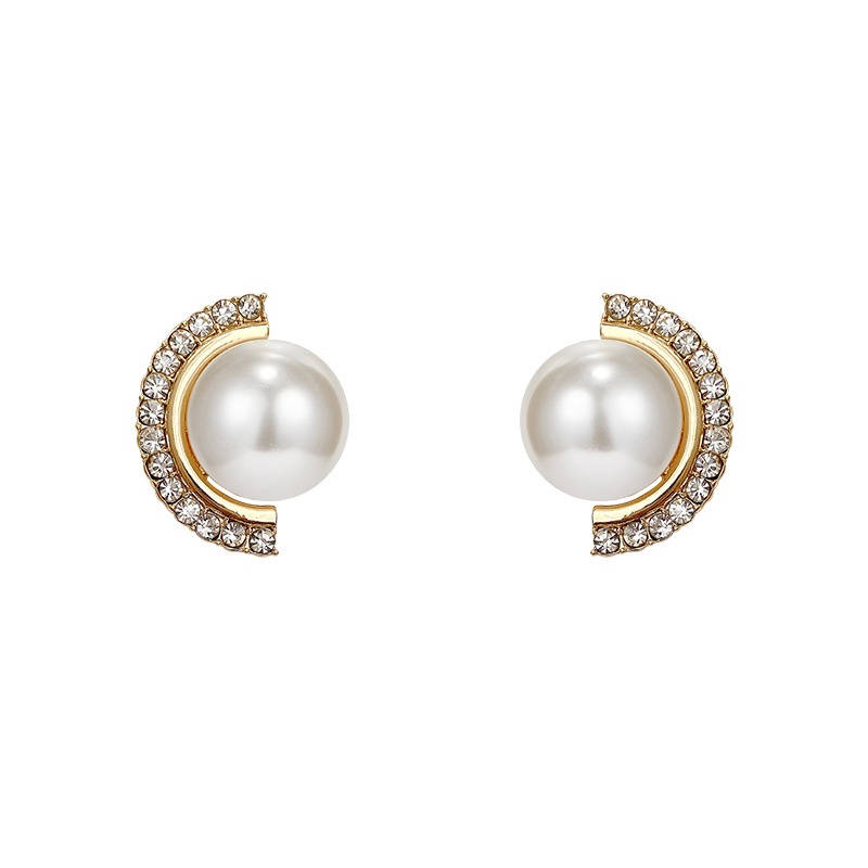 Anting Stud Hias Mutiara 3 Gaya Warna Hitam Putih Untuk Wanita