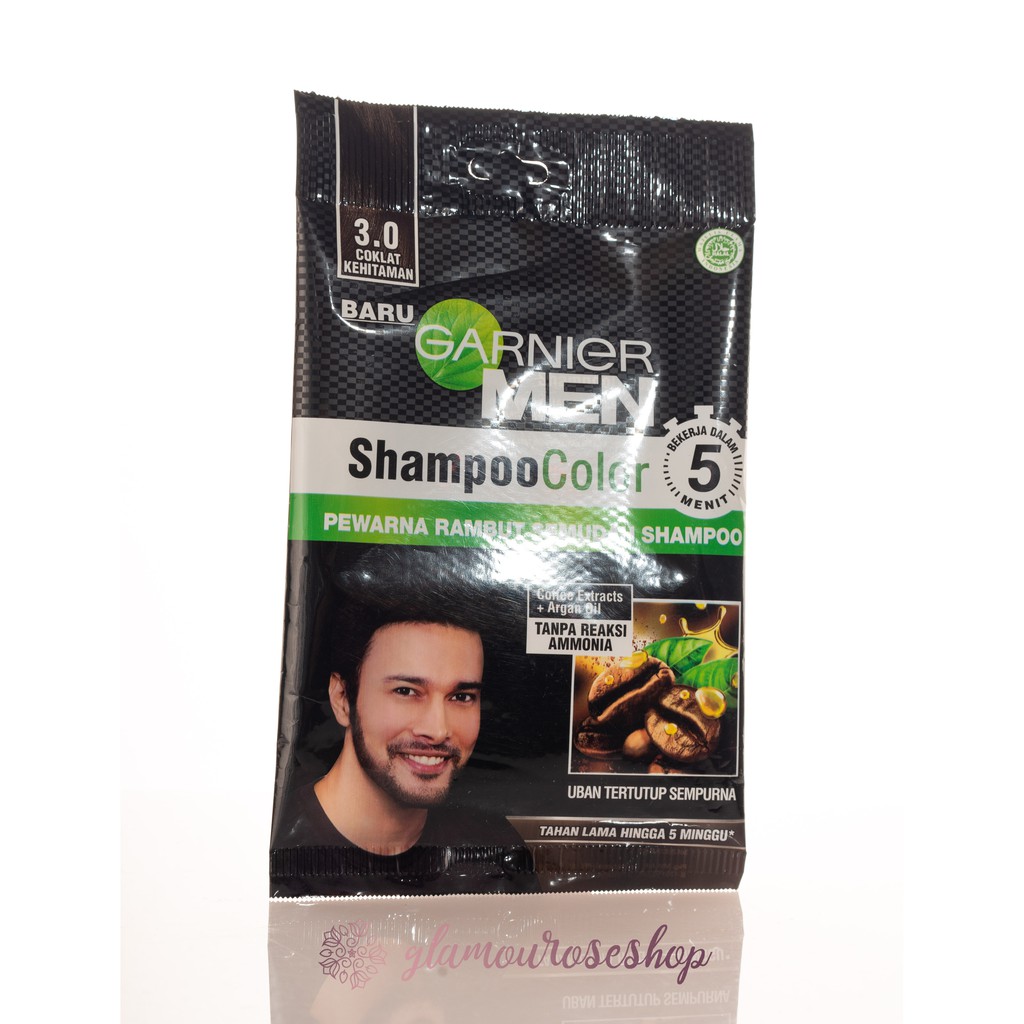 Garnier Men Shampoo Color Sachet Pewarna Pria Semudah Shampoo 10ml + 10ml Shampoo Penutup Uban