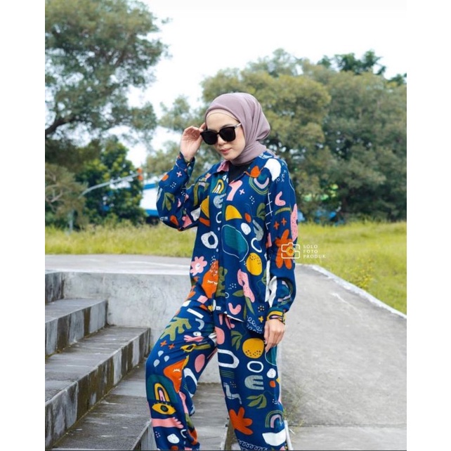MANDA ONE SET WANITA / SETELAN RAYON DAILY ONE SET BAJU SETELAN PAJIMAS WANITA KEKINIAN-BRIA SET