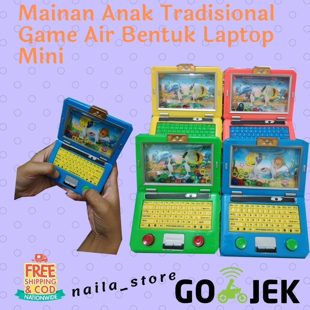 Mainan Anak Tradisional Game Air Bentuk Laptop Mini Mainan Jaman