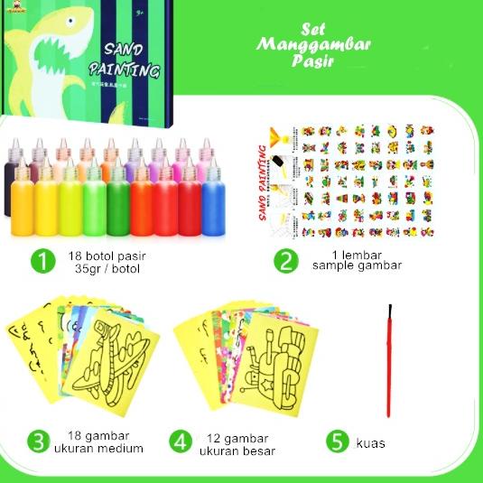 

MEN SALE Set Menggambar Pasir Isi 18 warna pasir + 30 gambar sand painting gas !!