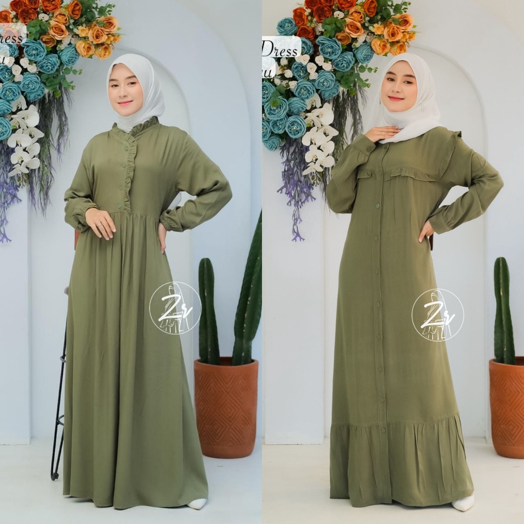 DRESS KATUN TWILL CALINA DAN ERIA ORI ZR GAMIS WANITA KEKINIAN NYAMAN