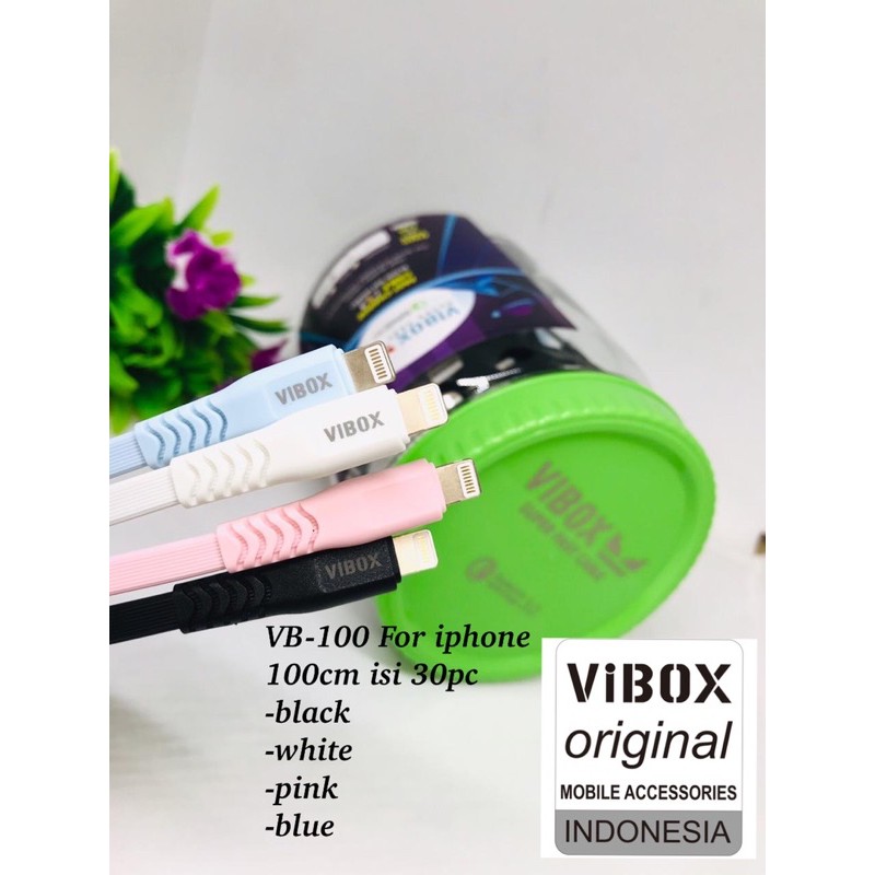 pertoples 30PCS KABEL DATA vibox vb100 1METER &amp; VB200 2METER MICRO-USB / IPH / TYPE-C  SUPER FAST VIBOX ORIGINAL 2.4A