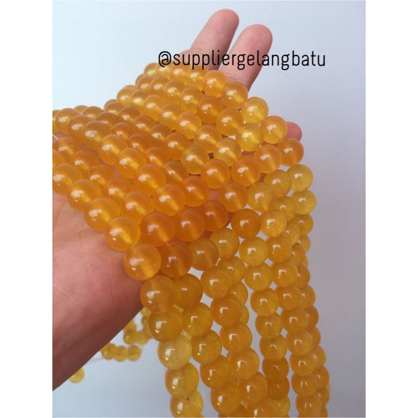 batu yellow agate 10mm fashion cewek cowok unisex kuning natural giok craft fashion aksesoris beads