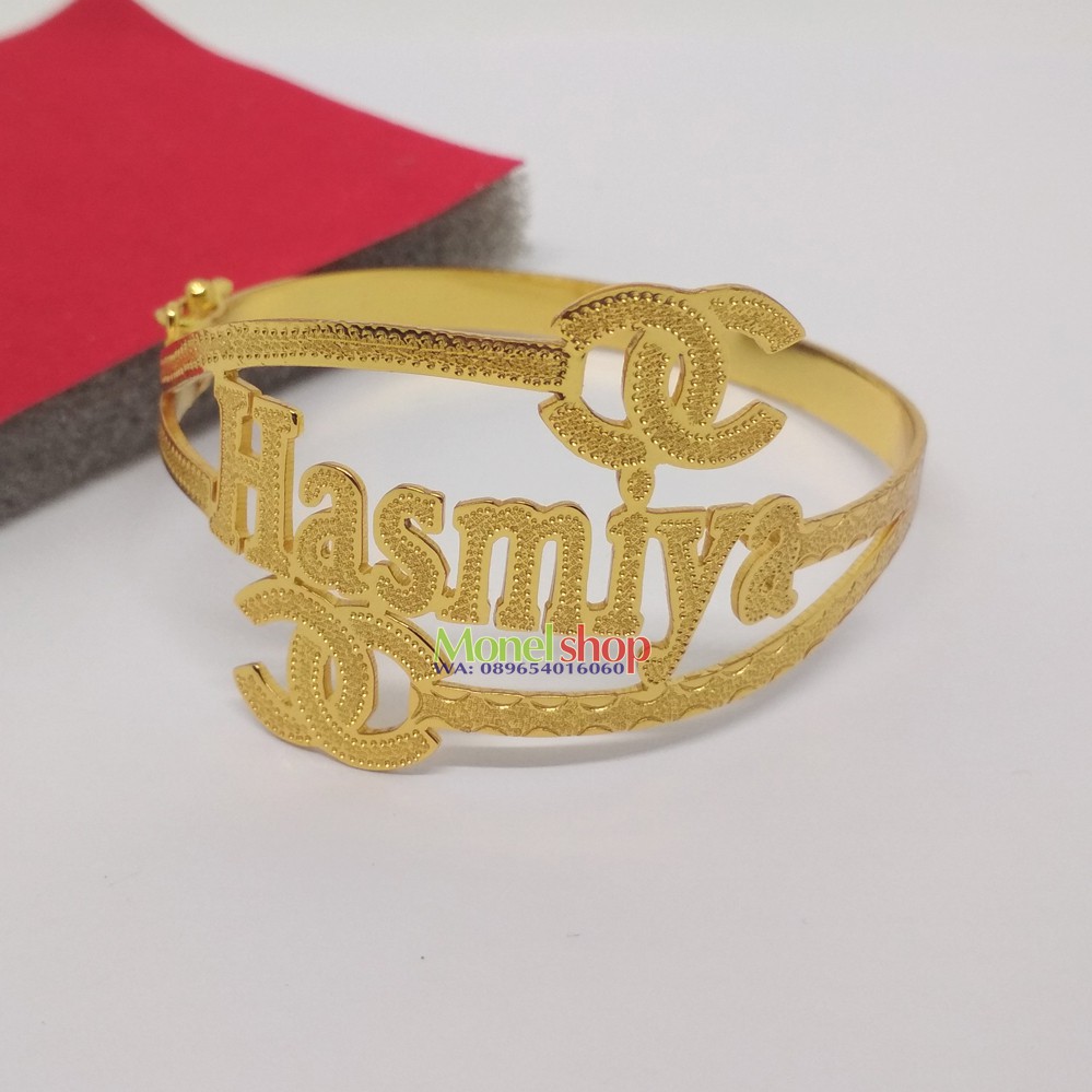 Gelang Nama Lapis Emas/ gelang chanel grafir pasir - Perhiasan Nama Custom