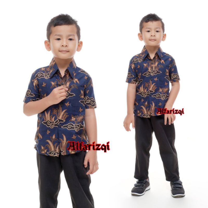 TERBARU Couple sweet || couple batik ayah dan anak cowok BATIK Motif Bambu Navy