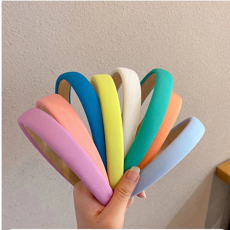 (Hello Girl)B13 Bandana Headband Terbaru Seri Mori Warna Solid Spons Lebar Non-Slip Wanita Import