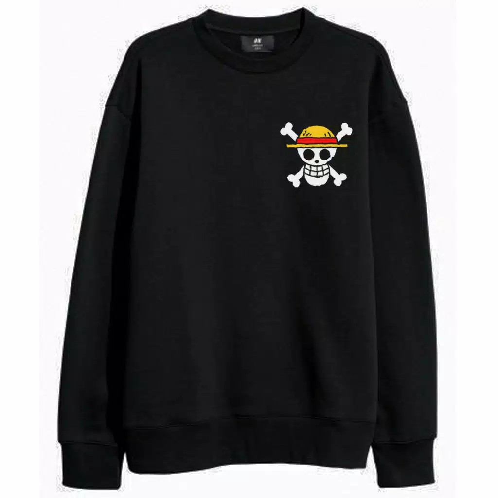 ANIME CREWNECK MUGIWARA LOGO PRIA - SWEATER KEKINIAN TEBAL TERLARIS