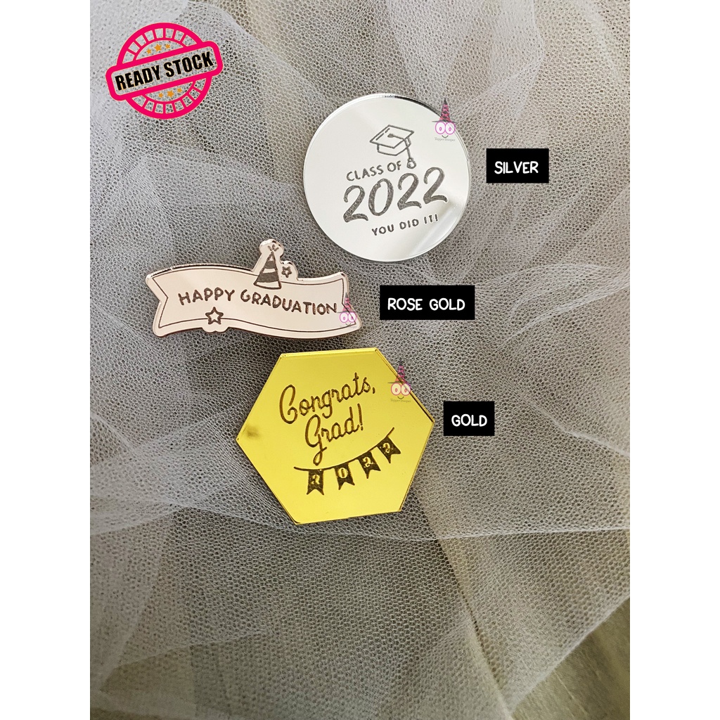 AKRILIK Tag Happy Graduation | Mini Topper Graduation | Tag Hampers Graduation | Hampers Tag Akrilik | Hiasan Hampers Label | Tag Hampers Kelulusan | Wisuda | Kado Wisuda