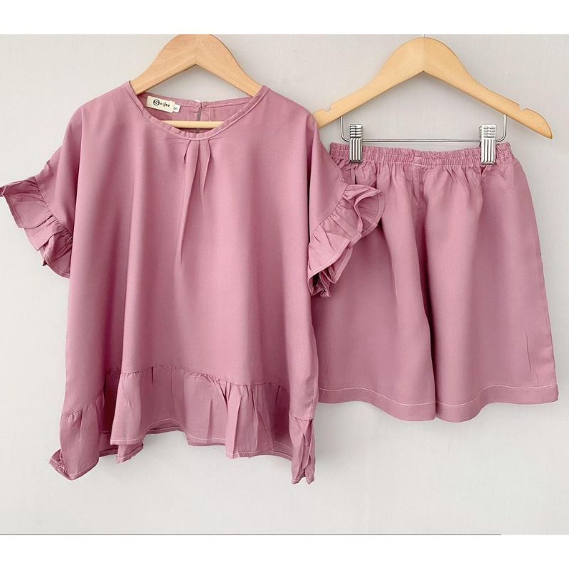 SETELAN ANAK LENGAN PENDEK + CELANA PENDEK BAHAN RAYON UMUR 3-5 TH || SETELAN ANAK RAYON || BAJU ANAK