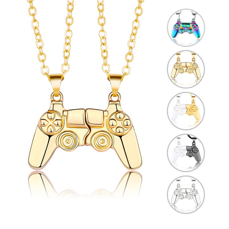 2pcs / set Kalung Liontin Magnetik Gaya Hip Hop Untuk Pria Dan Wanita