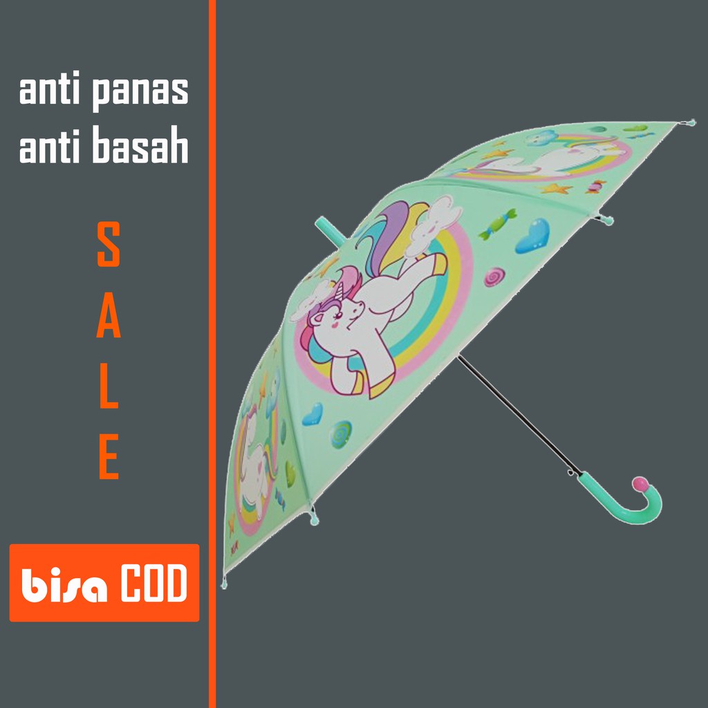 Payung Tabasa Tongkat Anak Unicorn Kuda Poni TERBARU Kuat Kokoh - 0070