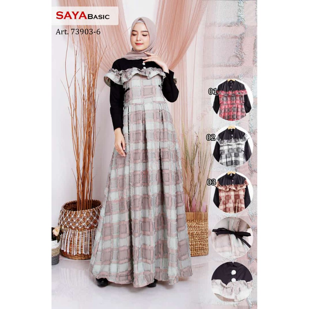 Fashion Wanita Muslim Gamis Terkini Dress Katun Salur SayaBasic