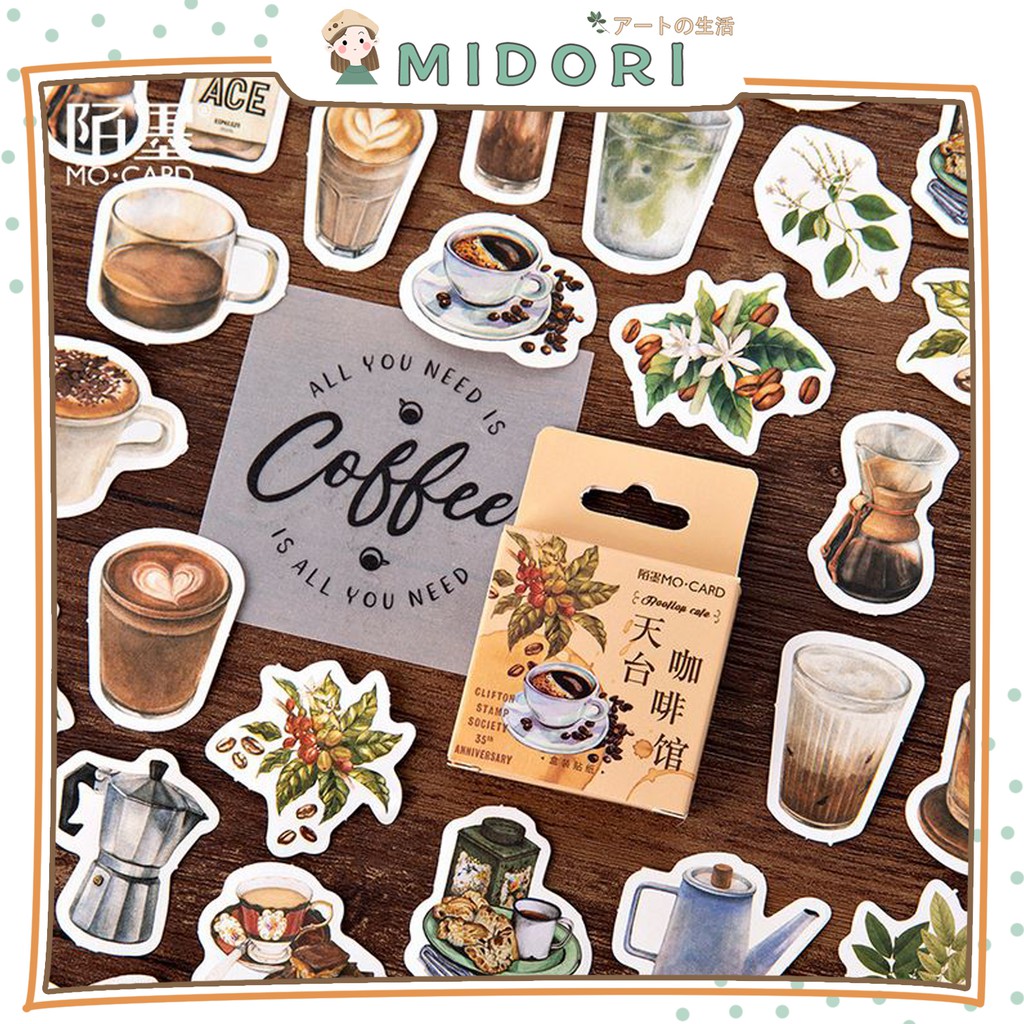 

[MIDORI] 46 Pcs COFFEE Deco Sticker Planner DIY Scrapbook Kotak - B0057