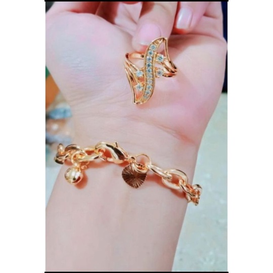 Gelang tangan set cincin xuping wanita dewasa