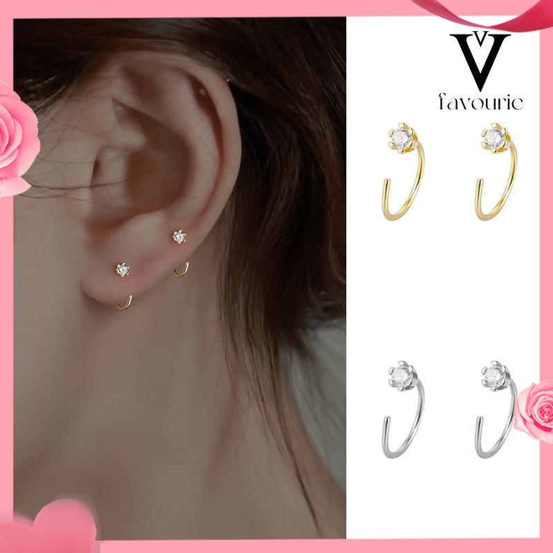 [COD]Anting Zirkon Temperamen Fashion Wanita Tidur Gratis Melepas Anting-Anting Trendi Yang Indah-FA