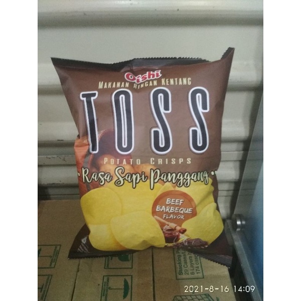 

Oishi TOSS POTATO CRIPS 75g rasa sapi panggang & chicken teriyaki.