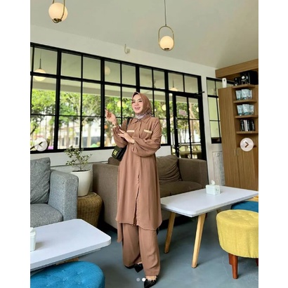 one set wanita korean style Fashion Setelan Tunik One Set Wanita Remaja Muslim SETELAN ATASAN WANIT 